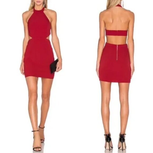 NWOT -Flawed- NBD x Naven "Begin Again" Waist Cutout Mini Dress in Red Sz. S - Picture 1 of 5